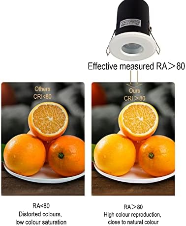 4XSweier Fire Rated GU10 White Downlights,IP65 Waterproof 5W Warm White 3000k Spotlight,90 Minute Fire Rated LED Recessed Ceiling Lights,230V GU10 Downlights,Cut-Out 70mm.