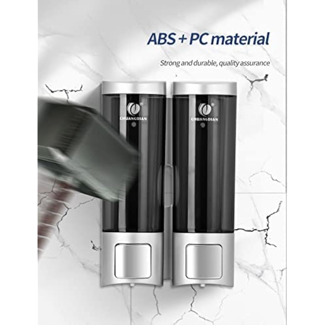 Double 200ML Soap Dispenser Bathroom Wall Mounted Shower Gel Shampoo and Conditioner Dispenser Kitchen Dish Detergent Container Hand Body Wash Liquid Soap Dispenser for Home Hotel Restaurant