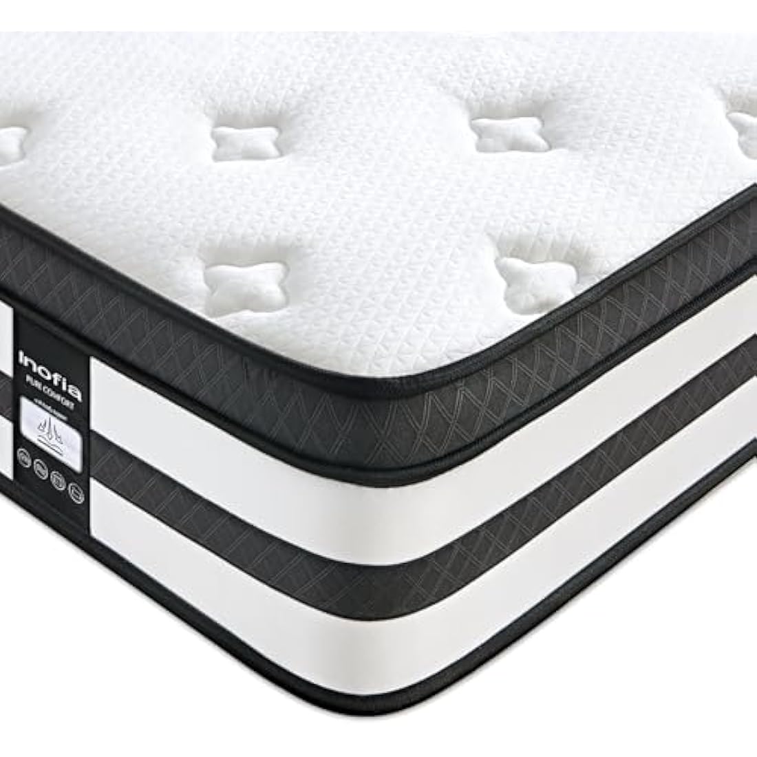 Inofia Single Mattress Memory Foam 3FT, 11 Inch Hybrid Sprung Mattress with Fire Resistant, Responsive Zoned Support & Motion Isolated,100 Night Home Trial, Luxe Collection