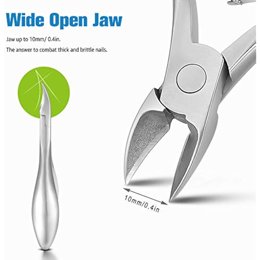 FERYES Toenail Clippers for Thick Nails, Toe Nail Clipper for Ingrown Hard Toenails, Professional Podiatrist Heavy Duty Toenail Scissors for Seniors,Women,Men, Silver