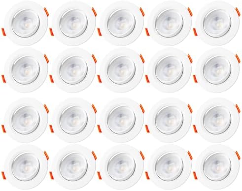 LED Spot Lights 24mm Ultra Slim, 5W 460lm LED Downlights Ceiling, Cool White 6000K LED Recessed Ceiling Lights, Rotatable IP20 Waterproof Bathroom Spotlights, 20 Pack