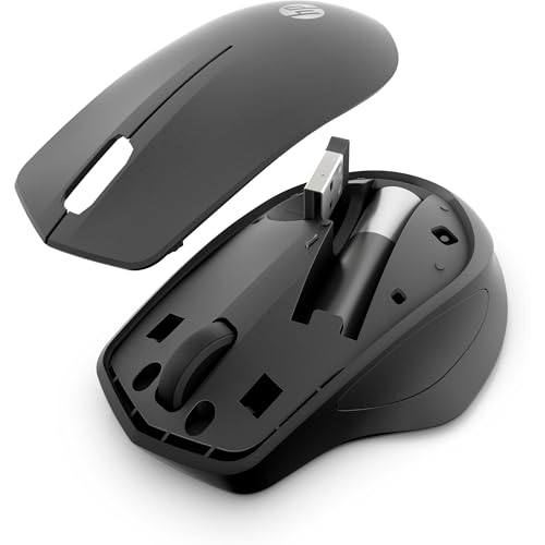 HP 280 Silent PC Wireless Mouse | HP Blue Optical Technology | 1600 DPI to track precisely on any surface | 90% noise reduction | Comfortable & Ergonomic Design | USB A Dongle Included | Black