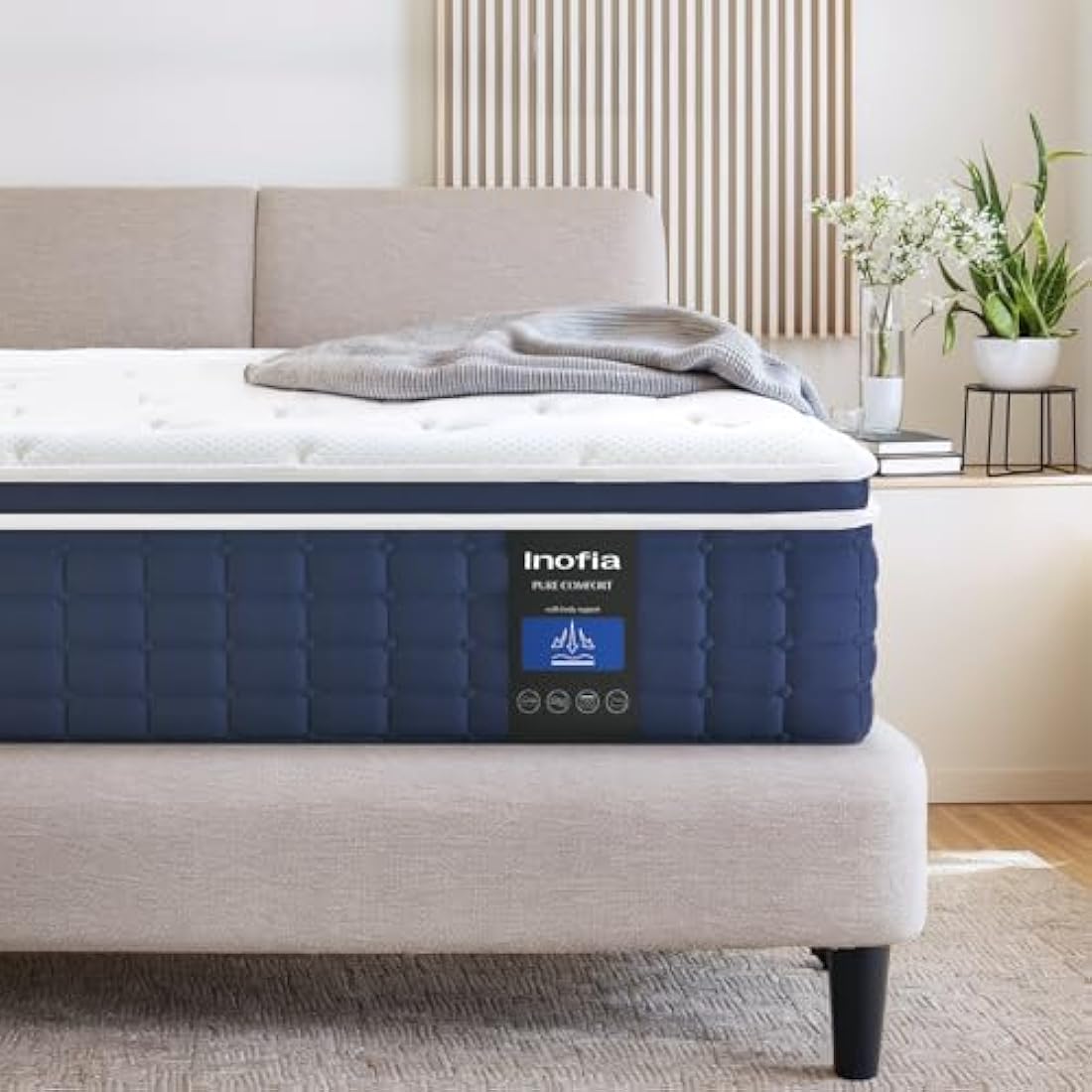 Inofia Single Mattress,12 Inch Memory Foam Sprung Mattress 3FT,Sleep Cool and Supportive,Pressure Relieving Airy Comfort Foam,Medium Firm Hybrid Mattress,The Aire Collection(90x190x30cm Medium Firm)