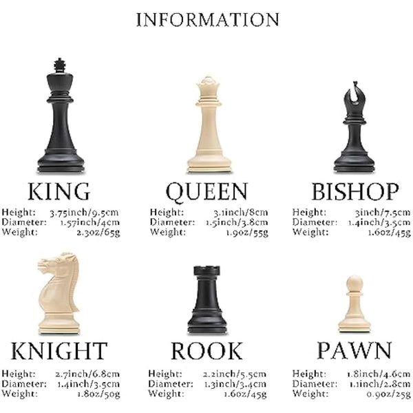 A&A Tournament Chess Set / 20'' x 20'' Foldable Silicone Chess Board / 3.75'' King Height Plastic Quadruple Weighted Classic Staunton Pieces/Storage Bag