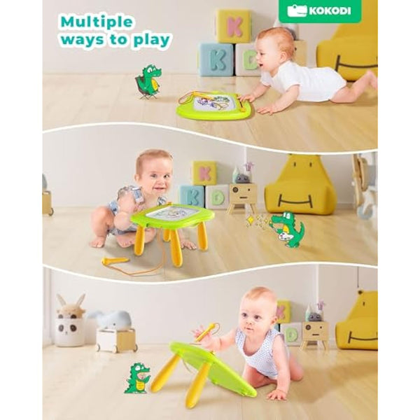 Kokodi Toddler Toys - Magnetic Drawing Board & Writing Tablet for Kids, Educational Learning Travel Toys for 1-3 Year Old Boys & Girls - Yellow