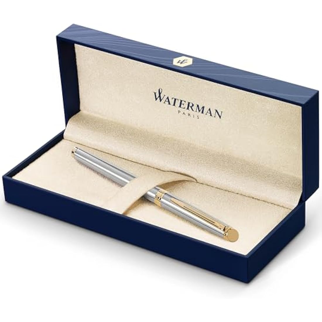 Waterman Hémisphère Rollerball Pen | Stainless Steel with 23k Gold Trim | Fine Point | Black Ink | Gift Box