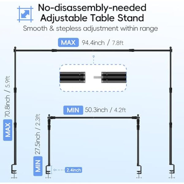 EMART Adjustable Over The Table Rod Stand, 50-94" Length, Balloon Flower Arch Frame for Birthday, Wedding, Party, Christmas,Anniversary Decorating