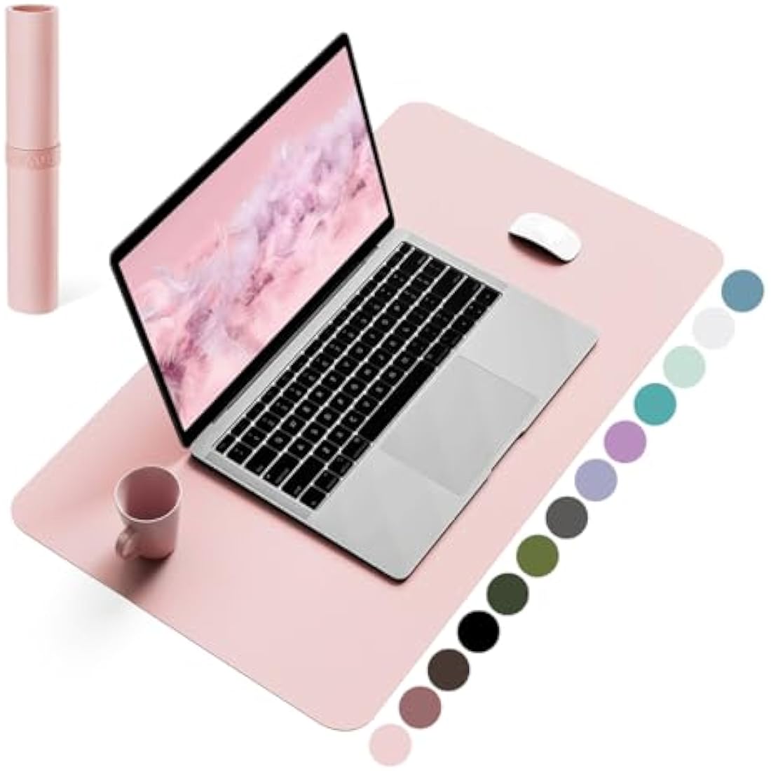 Non-Slip Desk Pad, Waterproof PVC Leather Desk Table Protector, Ultra Thin Large Mouse Pad, Easy Clean Laptop Desk Writing Mat for Office Work/Home/Decor (Pink, 60 x 35 cm)