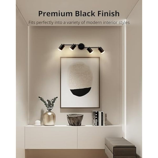 Gr4tec LED Ceiling Spotlight 4 Way, Modern LED Ceiling Light Rotatable, Matte Black Spotlight Bar, GU10 Spot Light Fitting for Kitchen Bedroom Living Room, Bulb Not Included