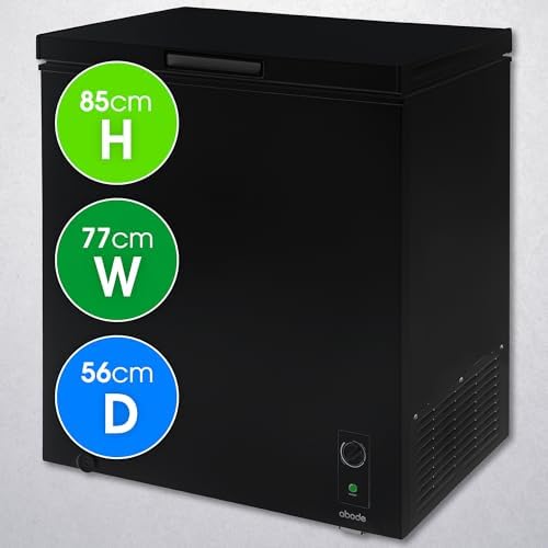 Abode Freestanding Black Chest Freezer 198L with Removable Wire Basket & Counter Balance Lid, Adjustable Thermostat, Suitable for Garages & Outbuildings A198CF0E1B