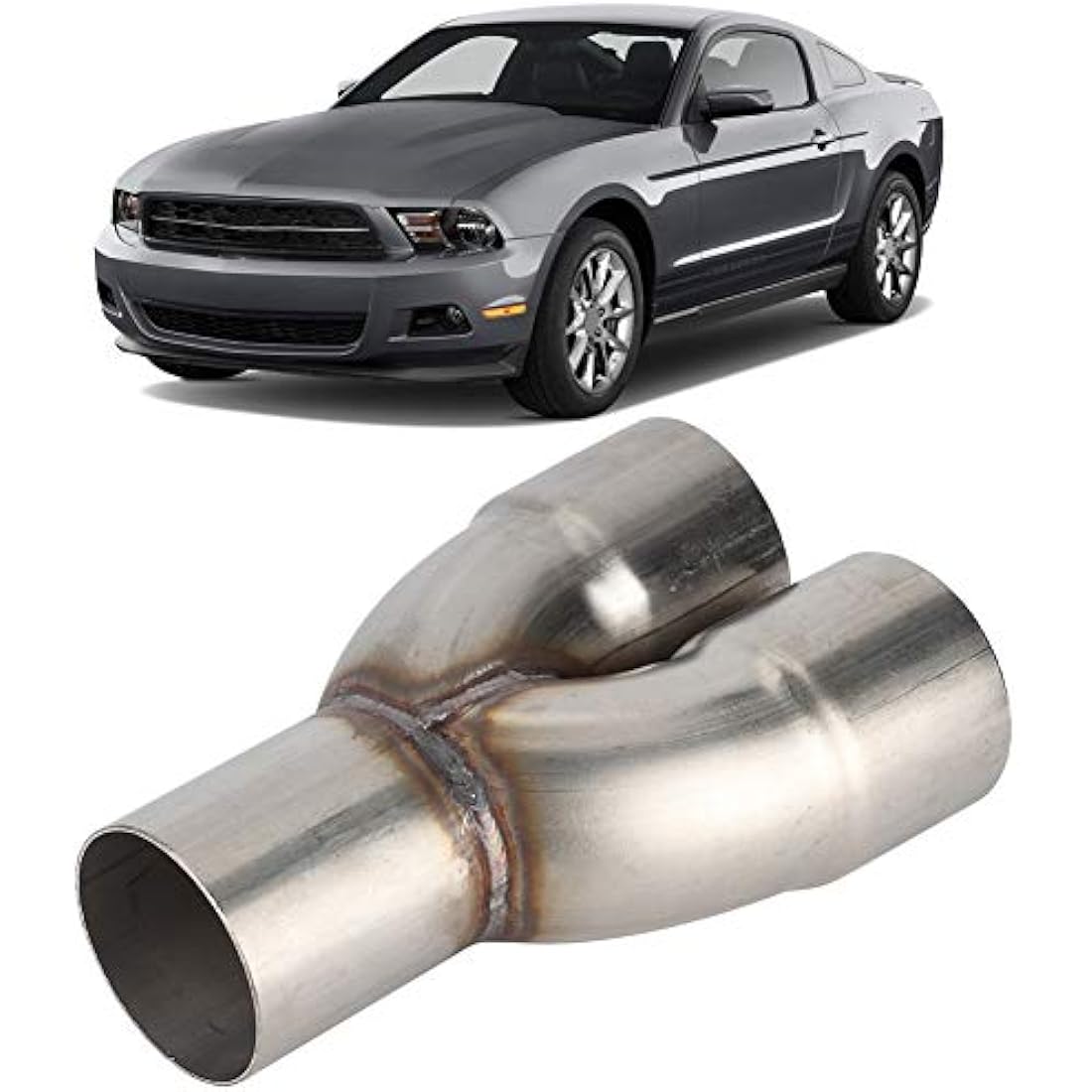 Gorgeri Stainless Dual Pipe,Universal Stainless Exhaust Y Pipe Adapter 2.5in OD inlet to 2.5in ID Dual Pipe