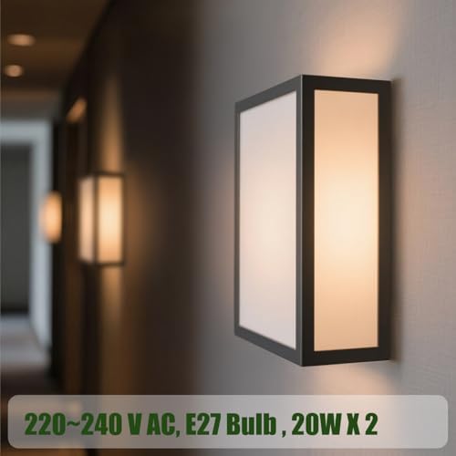 EBION Outdoor Wall Lantern, Exterior Light Fixture IP54 Waterproof, Modern Outside Wall Sconce, Aluminum Material, Anthracite Grey, E27 Max. 20W x 2 (Bulb Not Included)