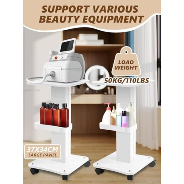 Kalolary Beauty Salon Trolley Cart, Aluminum Alloy Salon Spa Rolling Trolley Stand Mobile Cart with Wheel Beauty Instrument Storage Tray