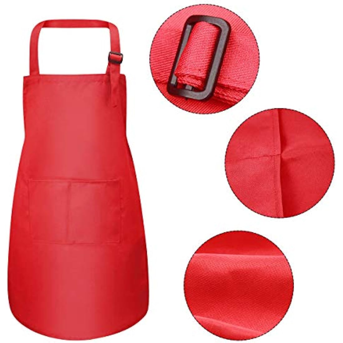 4 Pcs White Kids Apron and Chef Hat Set, Adjustable Children Aprons with Pockets for Boys Girls, Kitchen Garden Bib Aprons, Toddler Chef Apron for Baking Cooking Crafting Painting (M for 3-6 Age)