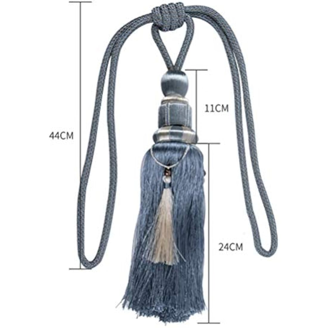 1 Pair Curtain Tiebacks Holdbacks Clip Binding Rope Tie Backs Handmade Tassel Tiebacks Home Window Decorative (Blue2)