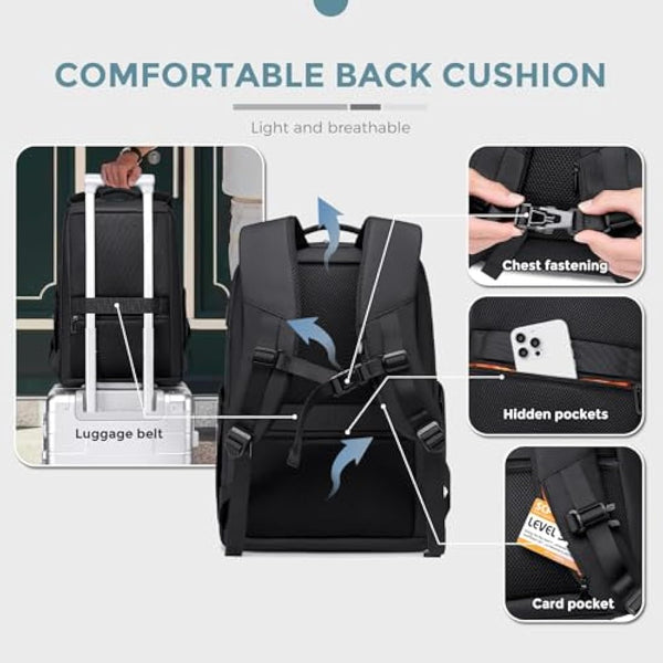 FENRUIEN Business Laptop Backpack for 15.6 Inch 1800D Business Backpack Men with Charging Port Computer Bag Durable Anti-Theft High-Tech Daypack Water-Resistant Casual Daypack