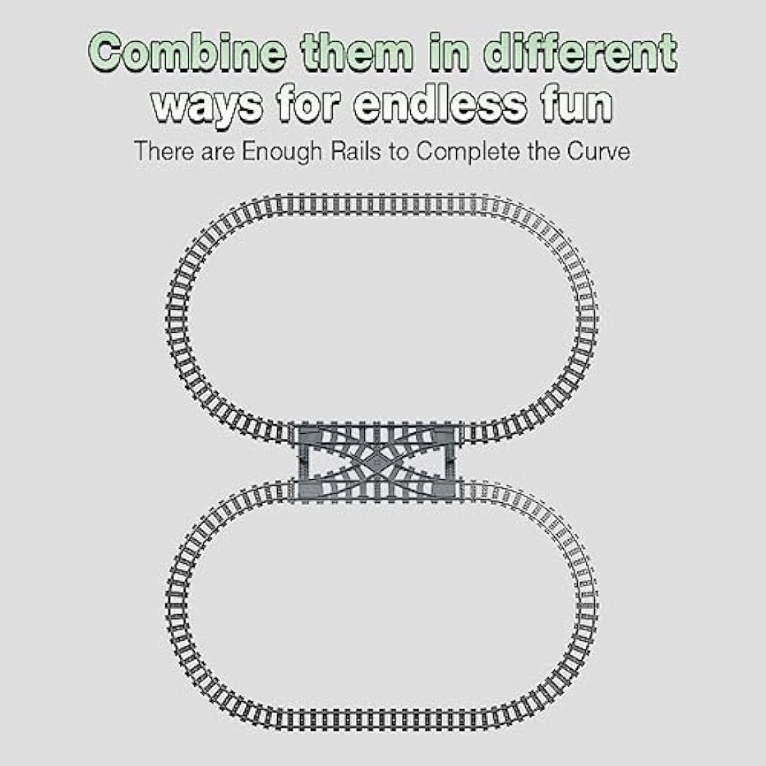 Etarnfly 40PCS City Train Tracks, Classic Train Tracks Accessories, Railroad Building Toy Compatible with All Major Brand- 32 Curved, 6 Straight, 2 Integral forks train tracks