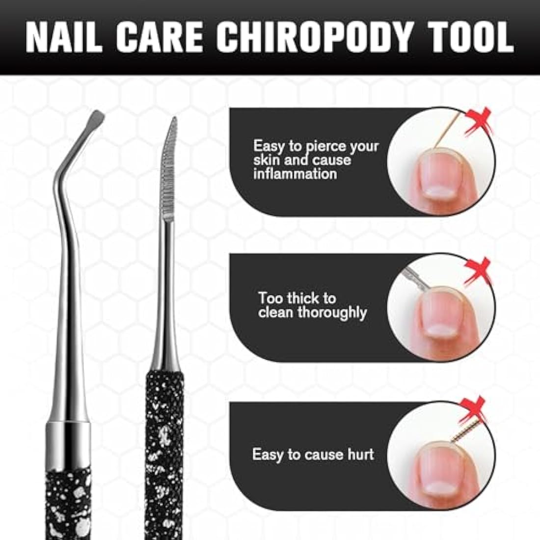FERYES Ingrown Toenail Tools,Toenail Lifter and Toenail File Kit for Ingrown Toenails Treatment - Surgical Grade Stainless Steel