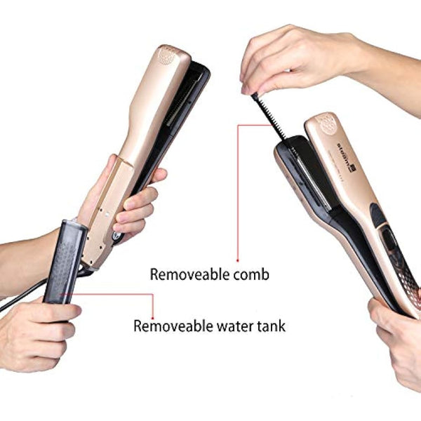 iGutech Hair Straighteners Flat Iron,Professional steam Hair Straightener, Anti-Scald Comb, Adjustable Temp and Auto-Off Function