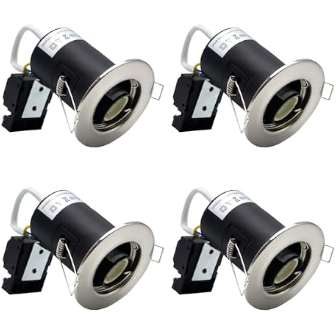 HiBay 4X LED Downlights Fire Rated GU10 Recessed Spotlights Ceiling Lights IP20 Down Light Indoor Brushed Chrome 240V