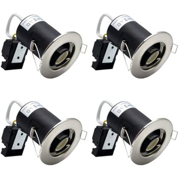 HiBay 4X LED Downlights Fire Rated GU10 Recessed Spotlights Ceiling Lights IP20 Down Light Indoor Brushed Chrome 240V