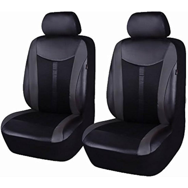 Flying Banner Car Seat Covers 2 Front Seats Leather Splicing Mesh Breathable Cover Black Color