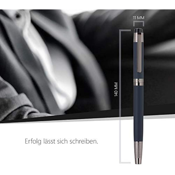 Cerruti 1881 Rollerball Pen „THAMES“ | Stainless Steel with Blue Rubberized Lacquer And Gun Plating | Black Ink | Gift Box