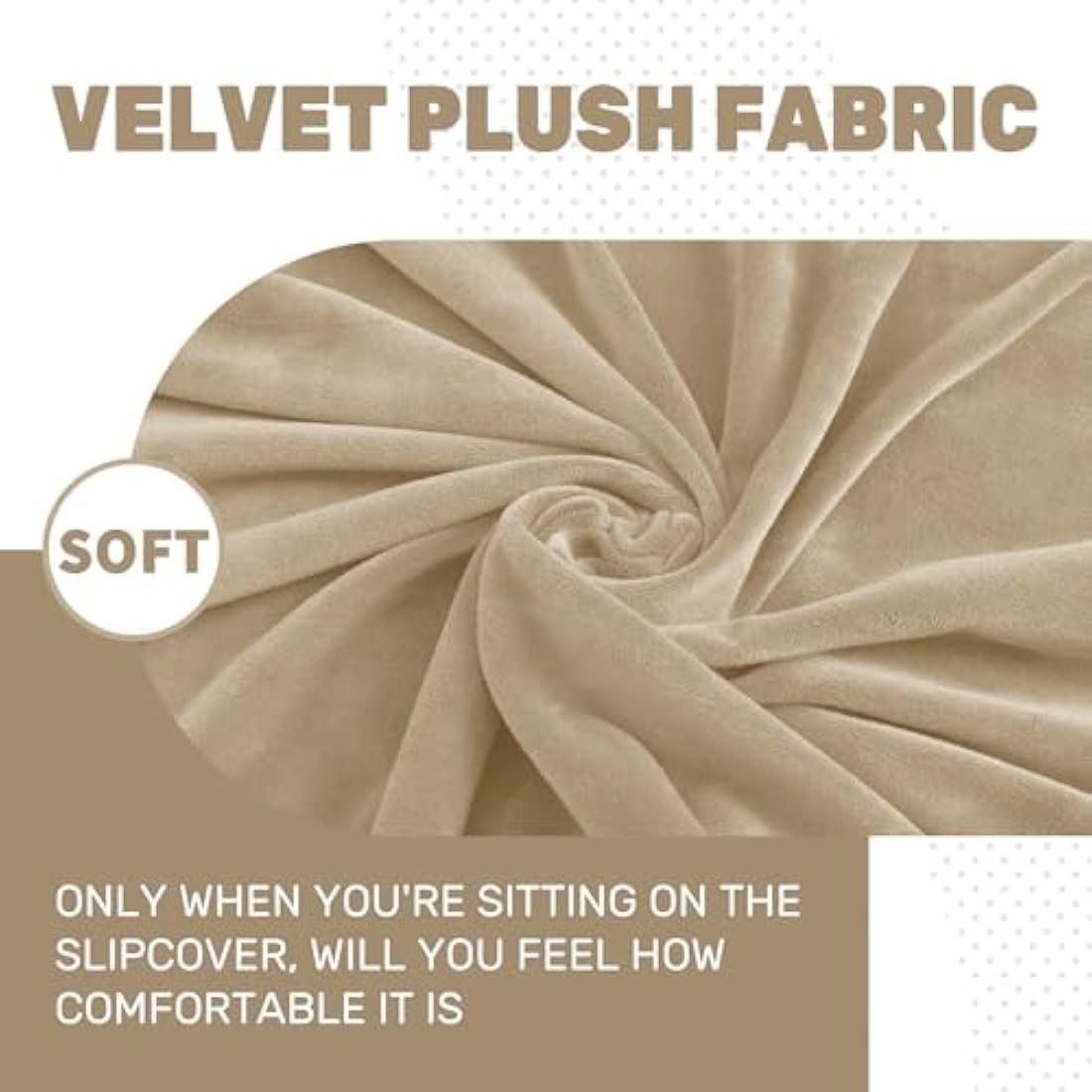 XINEAGE 1 Piece Velvet Couch Covers for 3 Cushion Couch Living Room High Stretch Sofa Cover Pets Dogs Friendly Anti Slip Thickened Slipcovers Furniture Protector (3 Seater, Camel)