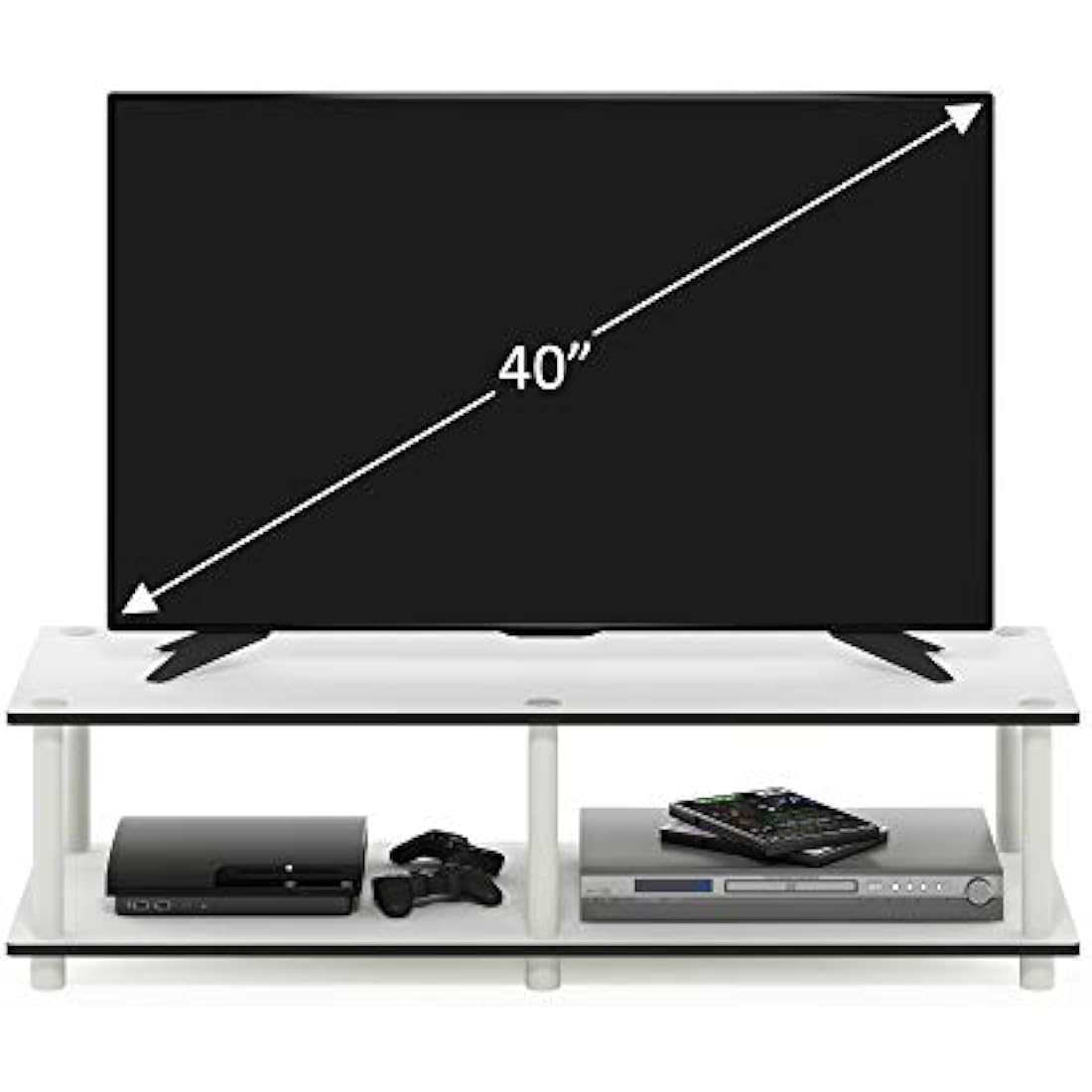 Furinno Toolless TV Stands, Wood, White/White, one size