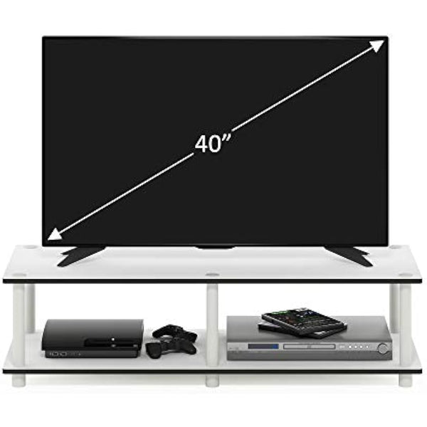 Furinno Toolless TV Stands, Wood, White/White, one size