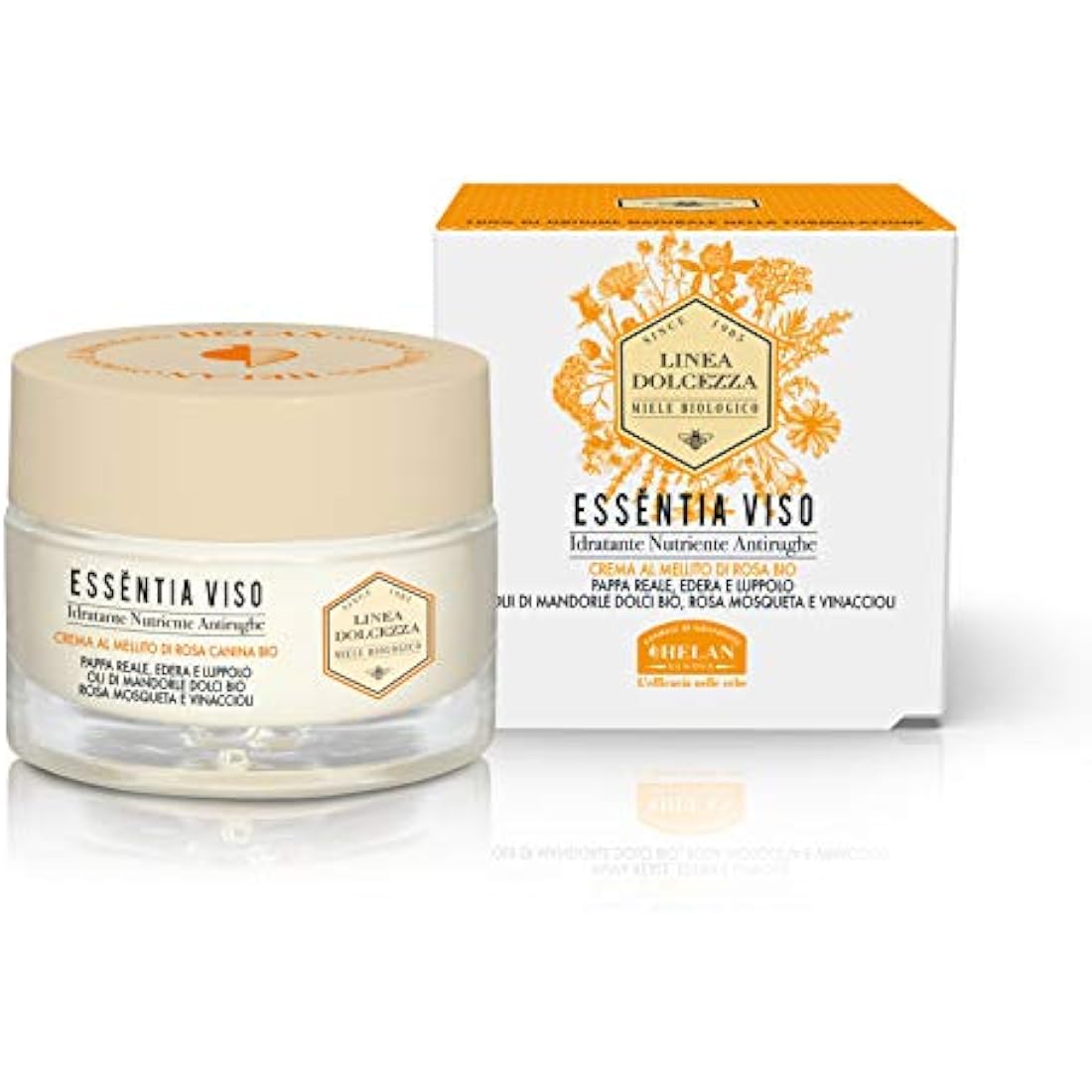 Helan Linea Dolcezza - Essentia Face Moisturiser for Skincare Routine with Organic Sweet Almond Oil, Royal Jelly & Rosehip - Anti Wrinkle Face Cream to Restore Elasticity - Made in Italy, 50 ml