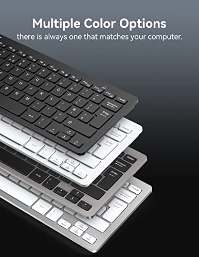 TECKNET 2.4G Wireless Keyboard For Windows/Chrome OS, UK Layout Compact Mini Keyboard, Small Silent Whisper-Quiet Keyboards with 12 months Battery Life (Pink)