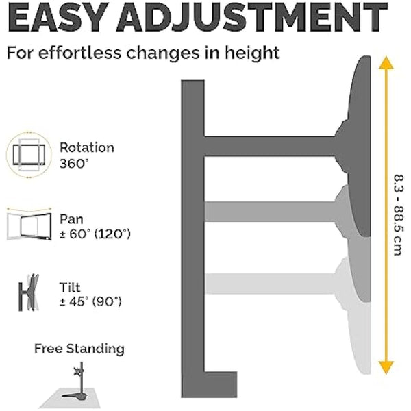 Fellowes Dual Stacking Monitor Arm - Seasa Freestanding Monitor Mount for 8KG 32 inch Screens - Ergonomic Adjustable Monitor Arm - Tilt 45° Pan 120° Rotation 360°, VESA 75 x 75/100 x 100 - Black
