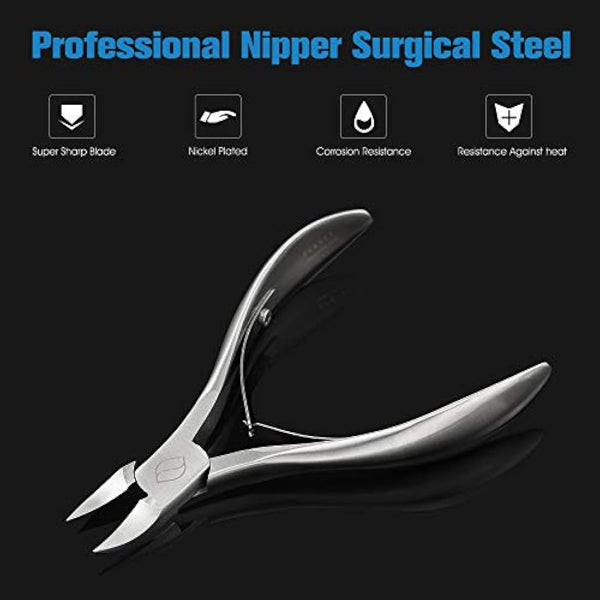 FERYES Toenail Clippers for Thick Nails, Toe Nail Clipper for Ingrown Hard Toenails, Professional Podiatrist Heavy Duty Toenail Scissors for Seniors,Women,Men, Silver