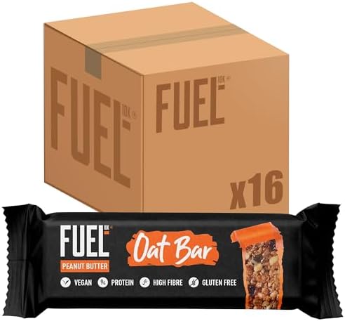FUEL10K Peanut Butter Oat Bars, High in Protein & Fibre, 45 g (Pack of 16)