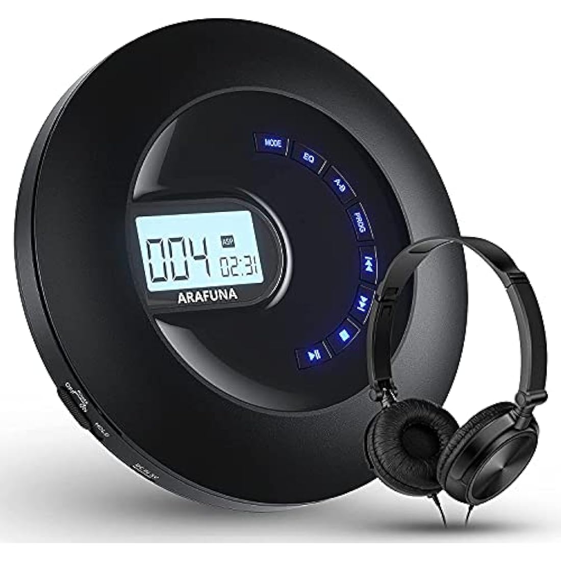 ARAFUNA CD Player Portable, Rechargeable Portable CD Player for Car and Travel, Small Player CD with Headphone and Anti-Skip, Personal Player with LCD Display, AUX Cable, Backlight