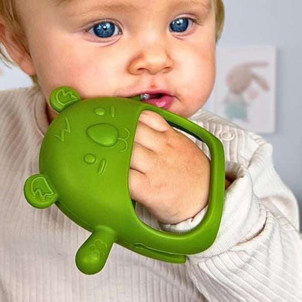 Infatot® Teething Toys for Baby Gifts – 2-Pack Koda Koala Teether Mitten Glove, Soothing Hand Teethers for Infants, Baby Toys 0-6 Months and Up, Newborn Essentials for Teething Relief, Jade Green