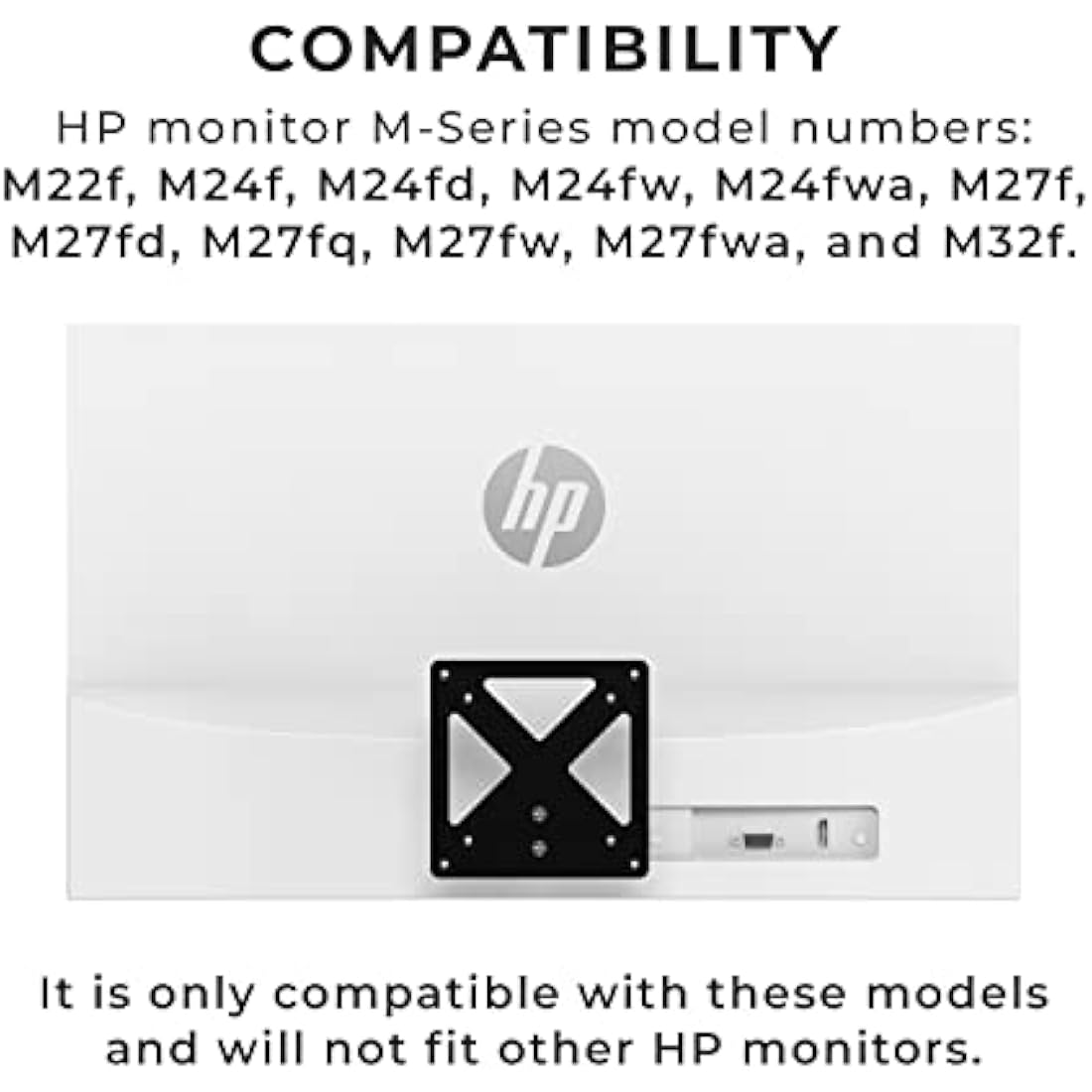 HumanCentric VESA Mount Adapter Compatible with HP M Series and 5 Series Monitors M22f M24f M24fd M24fw M24fwa M27f M27fd M27fq M27fw M27fwa and M32f 524sa 524sw 524sf 527sa 527sw 527sf and 532sf