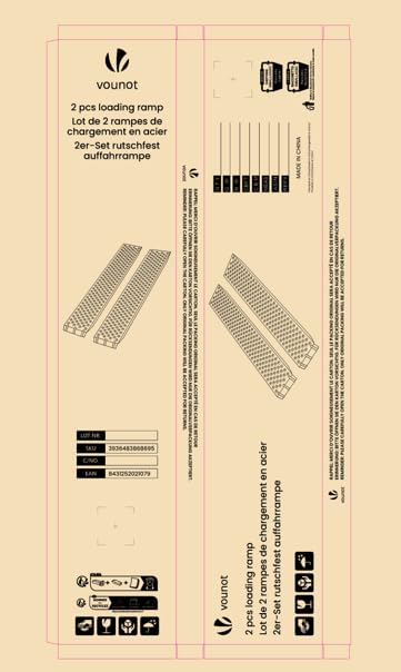 VOUNOT® Loading Ramps, Set of 2 Heavy Duty Steel Ramps, for Van, Lawnmower, ATV, Quad Motorcycle, Capacity 400 kg, 160 x 23 x 5 cm
