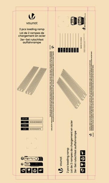 VOUNOT® Loading Ramps, Set of 2 Heavy Duty Steel Ramps, for Van, Lawnmower, ATV, Quad Motorcycle, Capacity 400 kg, 160 x 23 x 5 cm