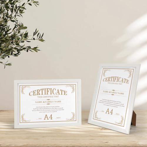 HORLIMER A4 Frames Pack of 15, White A4 Picture Frame for Displaying Certificates, Posters, Prints, and Documents on Wall or Desk Display