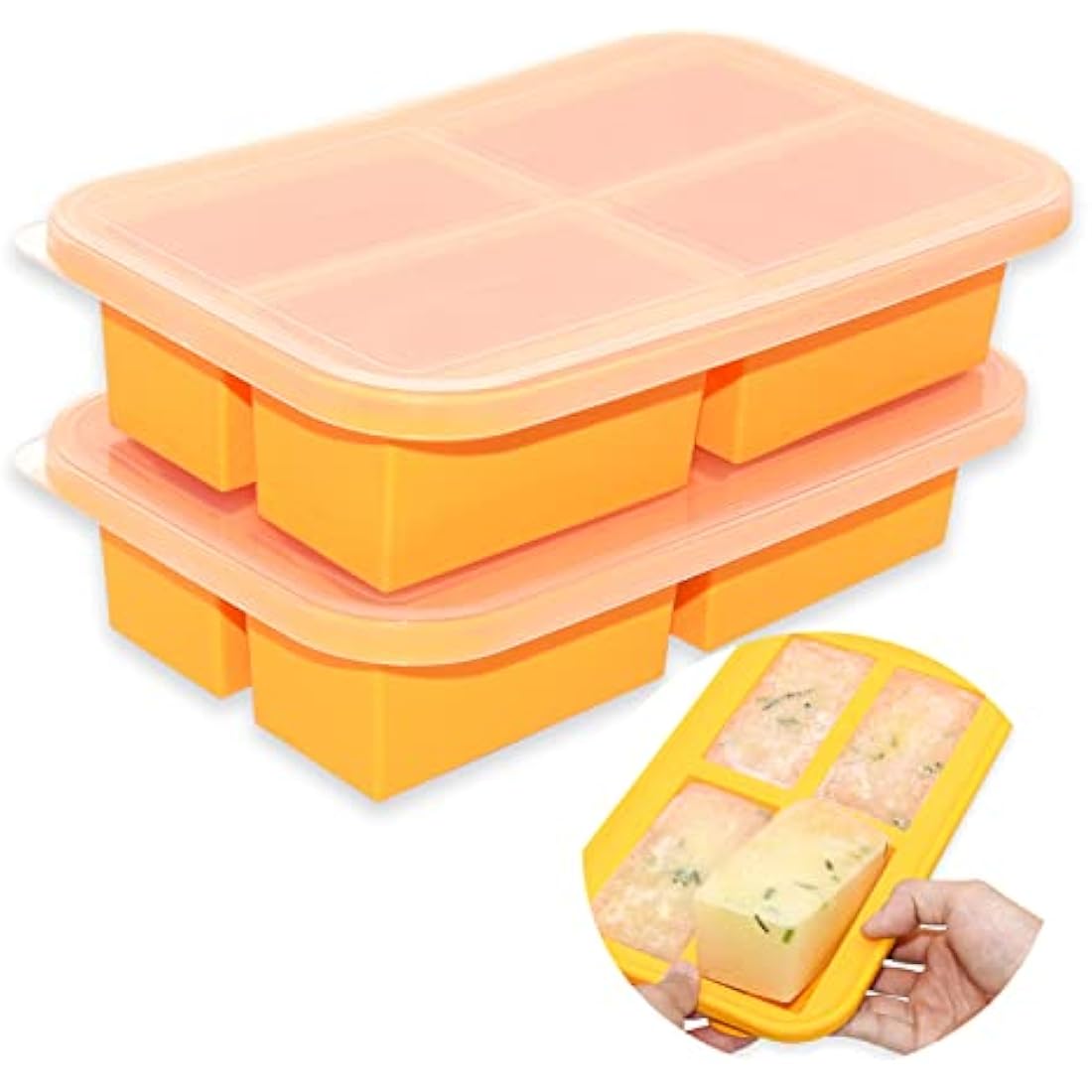 Extra-Large Silicone Soup Freezer Tray, Baby Food Freezer Trays, Soup Freezer Containers for Soup Sauce Meal Prep, 300ml Portion (2)