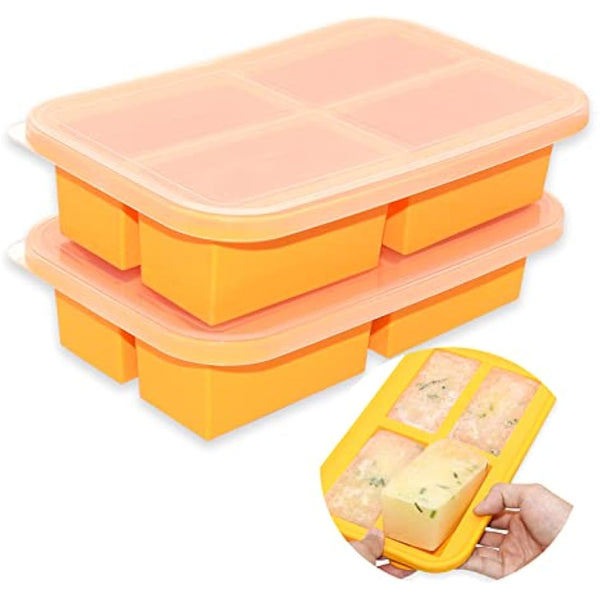 Extra-Large Silicone Soup Freezer Tray, Baby Food Freezer Trays, Soup Freezer Containers for Soup Sauce Meal Prep, 300ml Portion (2)