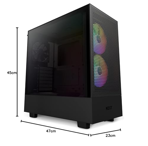 NZXT H5 Flow RGB - Compact ATX Mid-Tower PC Gaming Case - High Airflow - F360 RGB Core (CV) Included - 360mm Front & 240mm Top Radiator Support - Cable Management - Tempered Glass - White