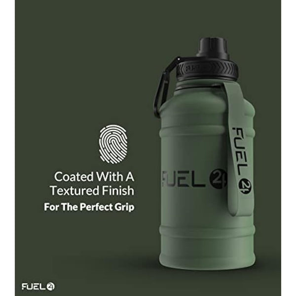 Fuel24 1.3L/2.2L Water Bottle Metal - STRONG, Drop & Leakproof BPA free 2L 1L Stainless Steel Water Bottle (1 Litre) - Large Gym Bottles for Men, Sports Water Bottle, Travel, Hiking Water Bottle