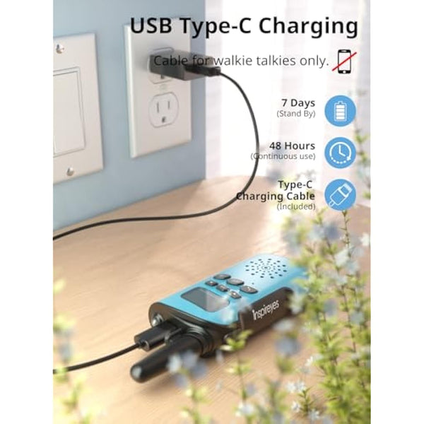 Inspireyes Walkie Talkies for Kids Rechargeable, 48 Hours Working Time 2 Way Radio Long Range, Outdoor Camping Games Toy Birthday Xmas Gift for Boys Age 8-12 and Girls Age 3-5,Toys for 8 Year Old Boys