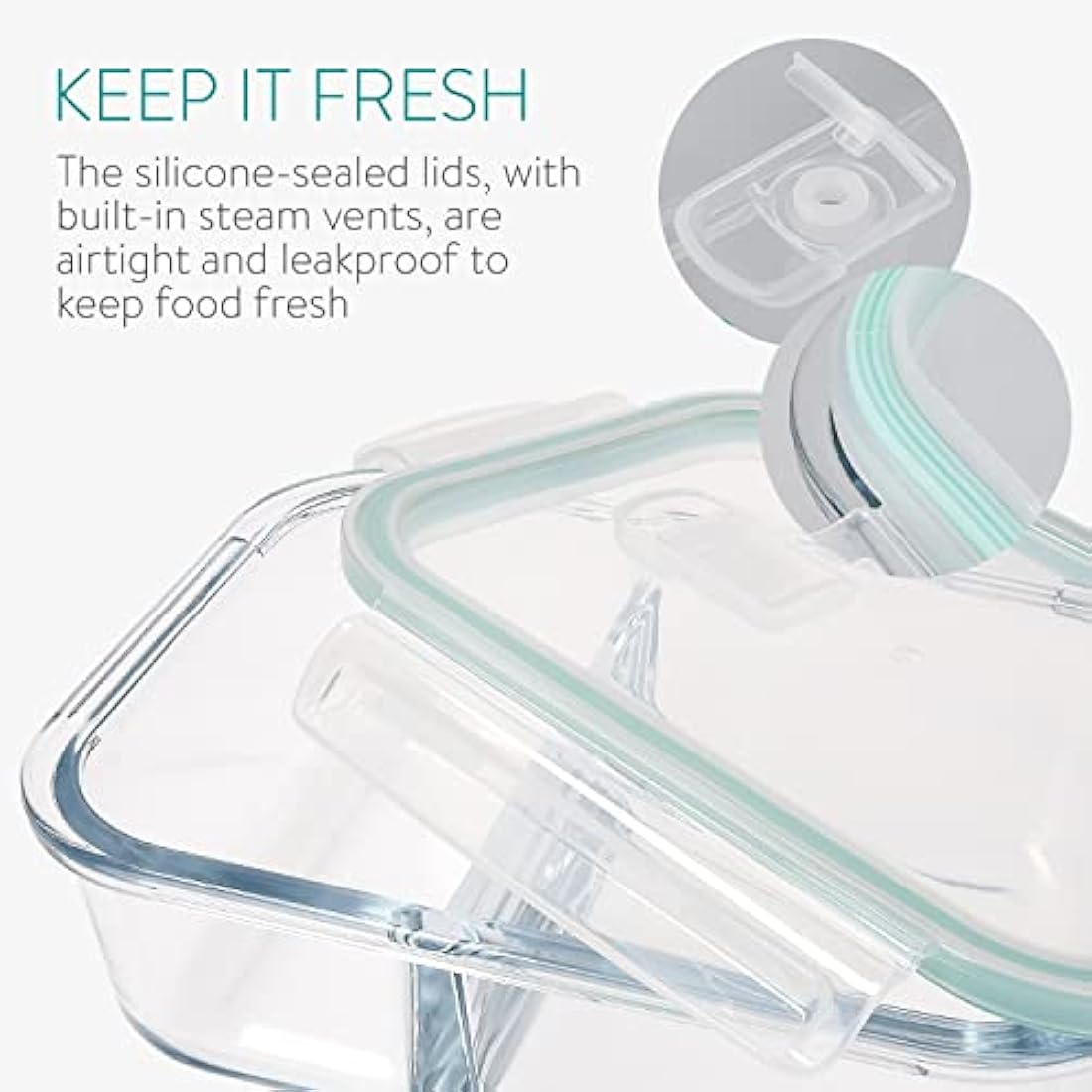 Navaris Glass Food Container Set - Mixed Set of 4 Storage Containers with Lids - Airtight, Leakproof, Oven, Microwave, Freezer and Dishwasher Safe