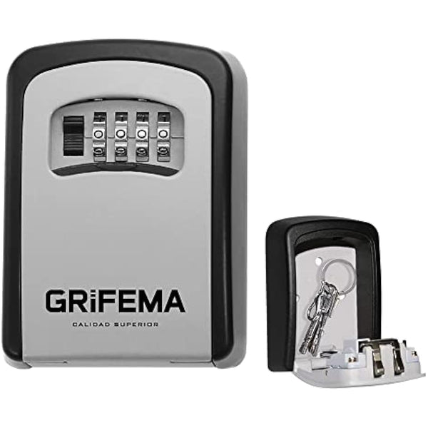 GRIFEMA GA1003 Key Safe Wall Mounted, Large Capacity Key Lock Box Outdoor,Waterproof Key Safe Box with 4 Digit Combination, Key Lock Cabinet for Spare House Keys, With Slide Cover, Gray, Medium Size