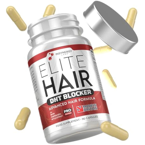 DHT Blocker Elite Hair, Hair Growth Supplement | #1 Advanced Hair Supplements for Women & Men | DHT Blocker Tablets Hair Growth Vitamins | 90 Capsules 16 Ingredients in 1