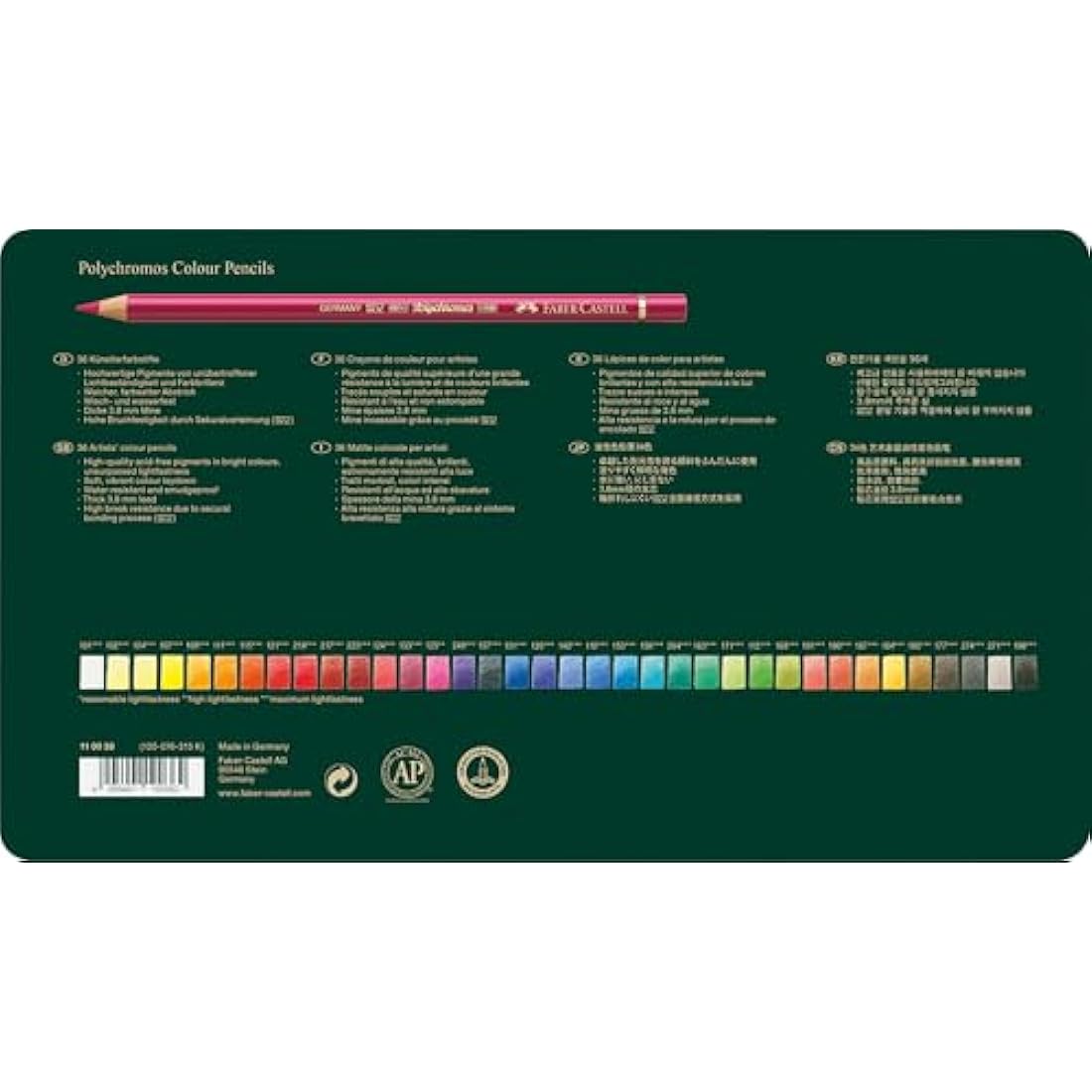 Faber-Castell - Polychromos colour pencil, tin of 36 (110036)